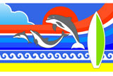 DolphinsAndSurfboard